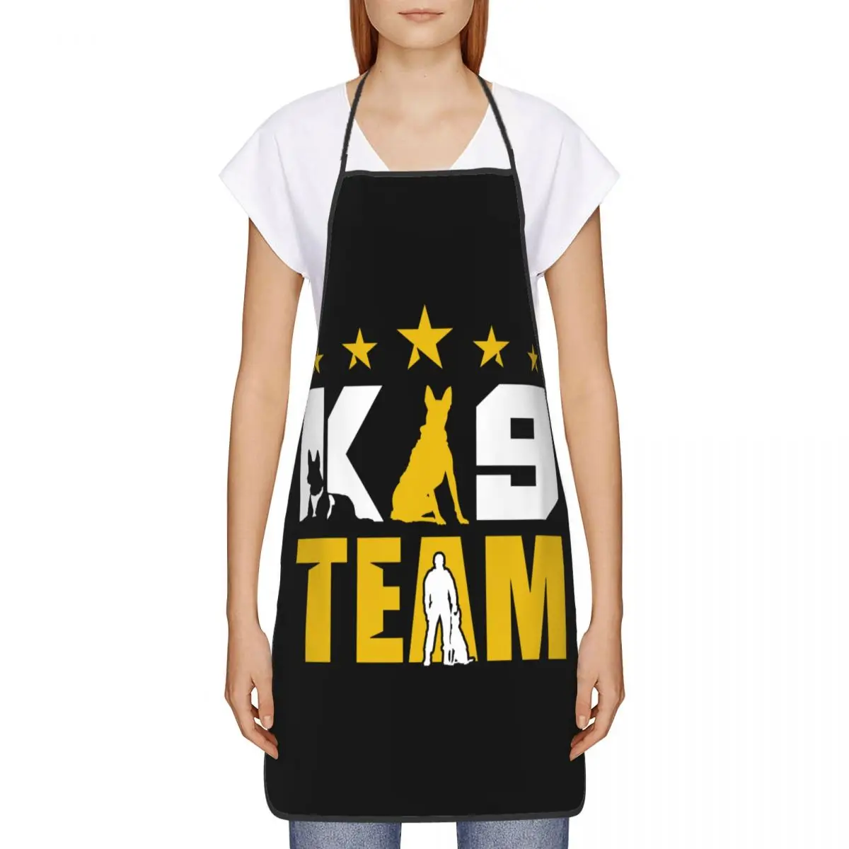 Custom K9 Team Malinois Aprons Men Women Belgian Shepherd Dog Adult Unisex  Chef Bib Tablier Cuisine Cooking Baking Gardening