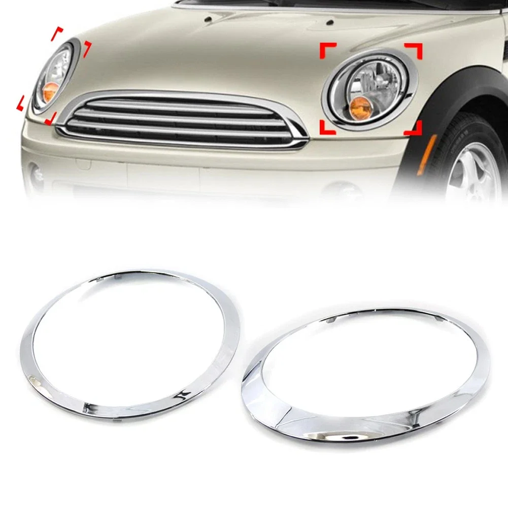 Chrome Plated Headlight Trim Ring Bezel Cover For MINI Cooper R55 R56 2007-2015 Left Right 51137149905 51137149906