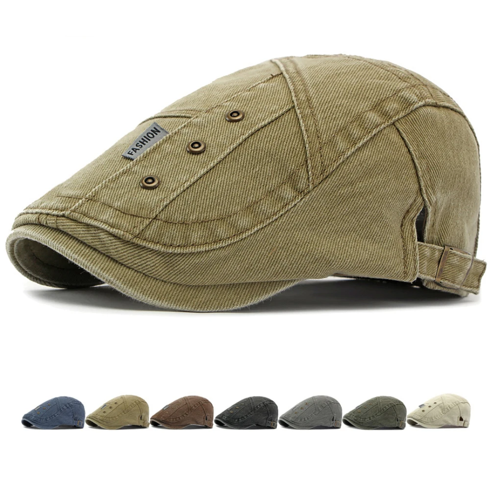 HT5117 Mens Beret Women Vintage Artist Painter Beret Hat Male Female 100% Cotton Ivy Flat Cap Unisex Spring Adjustable Beret Cap