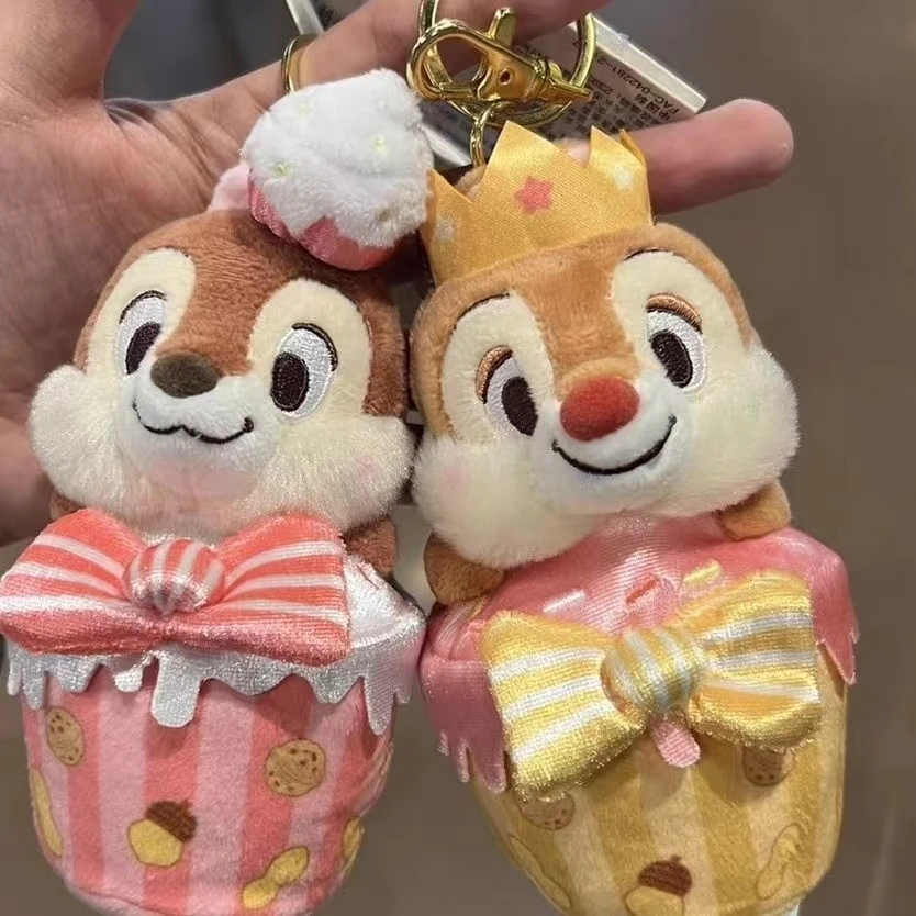 Disney Chip 'n' Dale portachiavi in peluche Kawaii Cartoon Sun Flower Plushie Doll Anime Bag ciondolo portachiavi per auto accessori per ciondoli