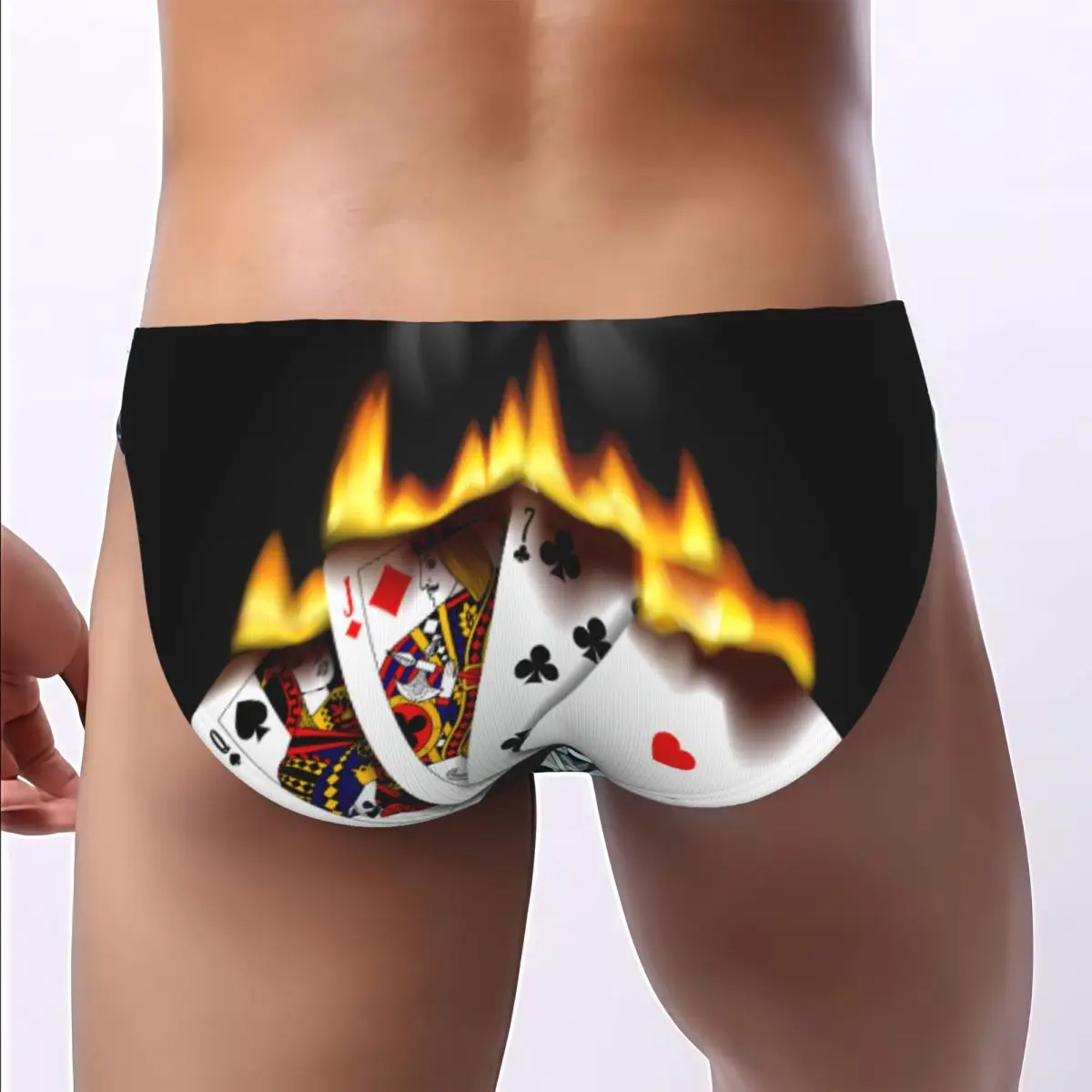 Burning Playing Cards Men's Underwear Soft Breathable Briefs Sexy Male Panties High Quality Ropa Interior