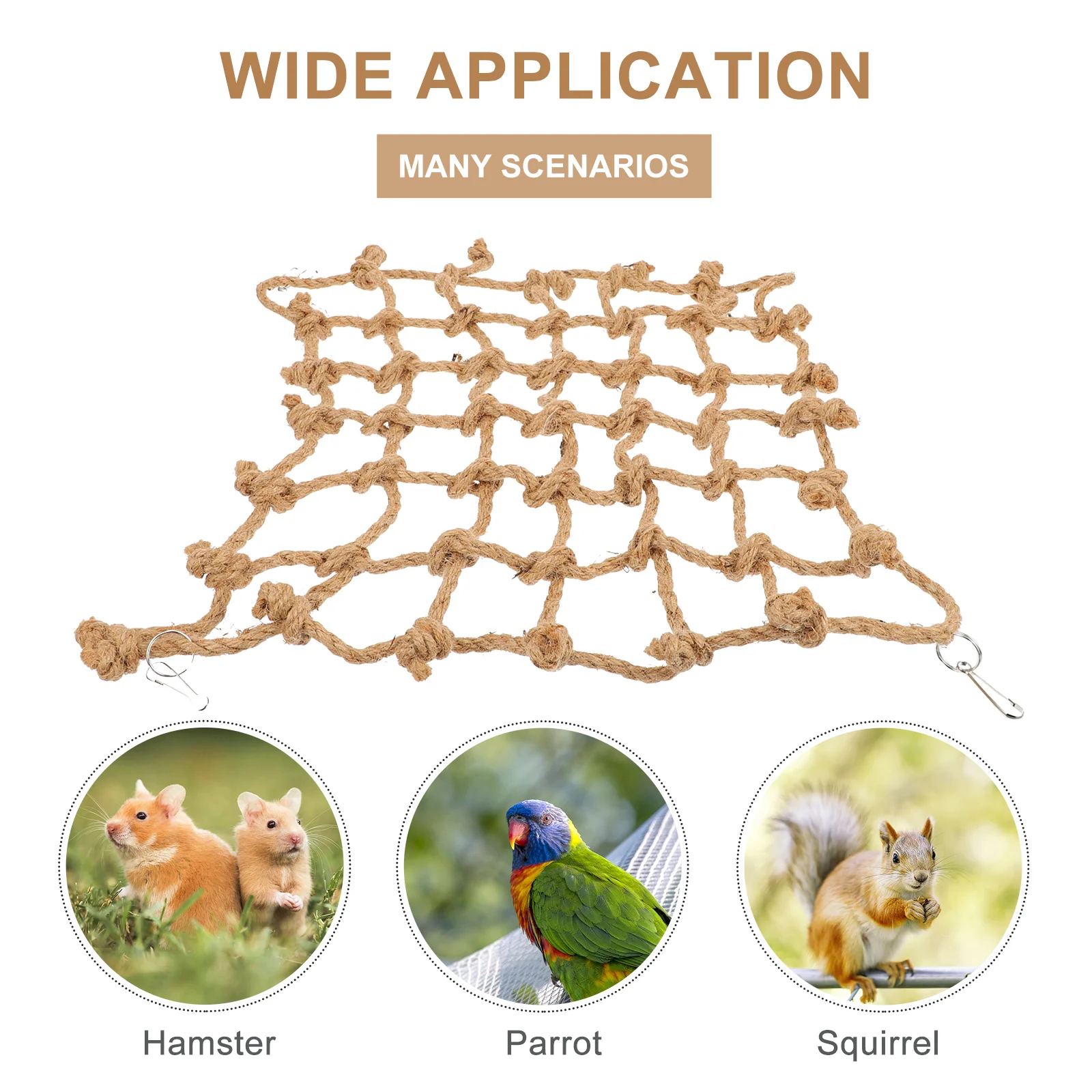 

Colored Woven Climbing Net Parrot Hamster Bird Toys Squirrel Reptile Hammock Rope