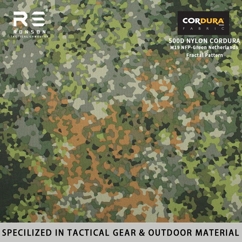 

Dutch NFP-Green Netherlands Fractal Pattern 500D Nylon Cordura Camouflage Printed Pu Coated Fabric Durable for Tactical Gear NIR