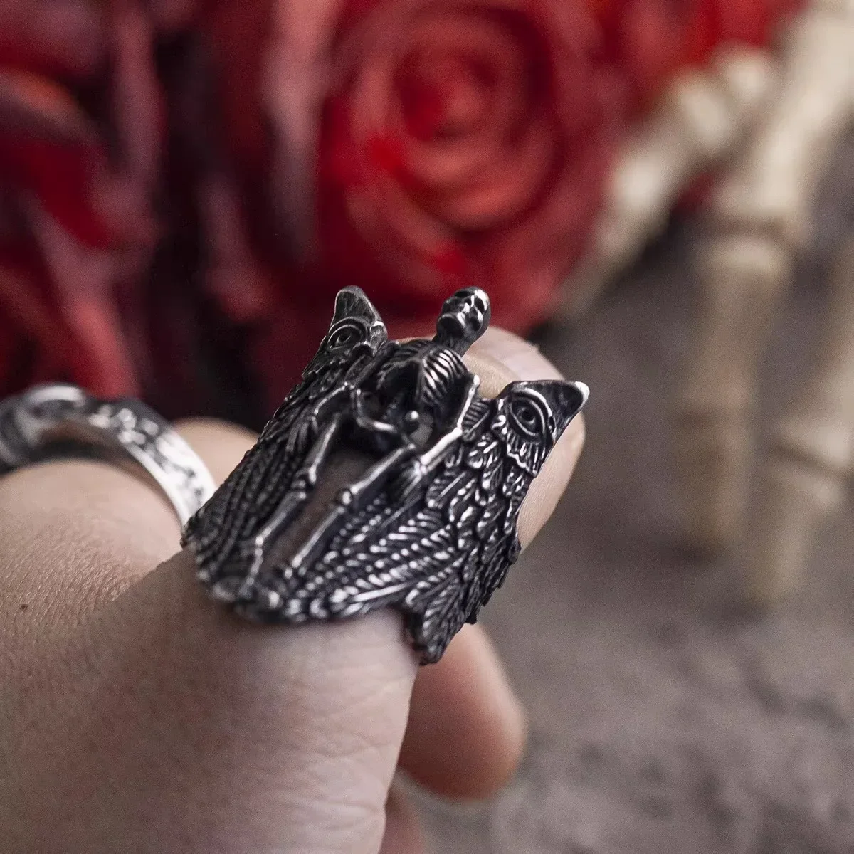 2026 NIGHT WORKS 'The Ruins of Paradise' Medieval Dark Gothic Style Large Skull Ring New