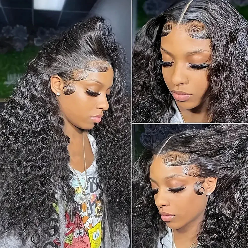 موجة المياه شعر بشري أسود طبيعي الباروكات للنساء 200% الكثافة 13x4 الدانتيل الجبهة الباروكات قبل قطعها شعر الطفل حولها