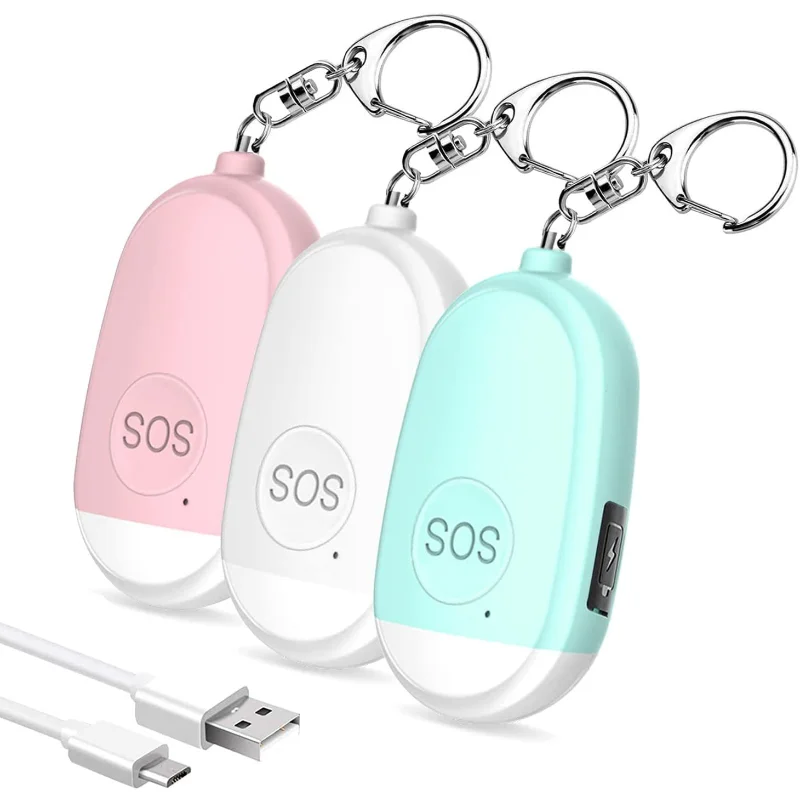 Self Defense Alarm Keychain 130dB for Kid Girl Elderly Personal Safety Scream Loud Emergency Security Protect Alert Rechargeable