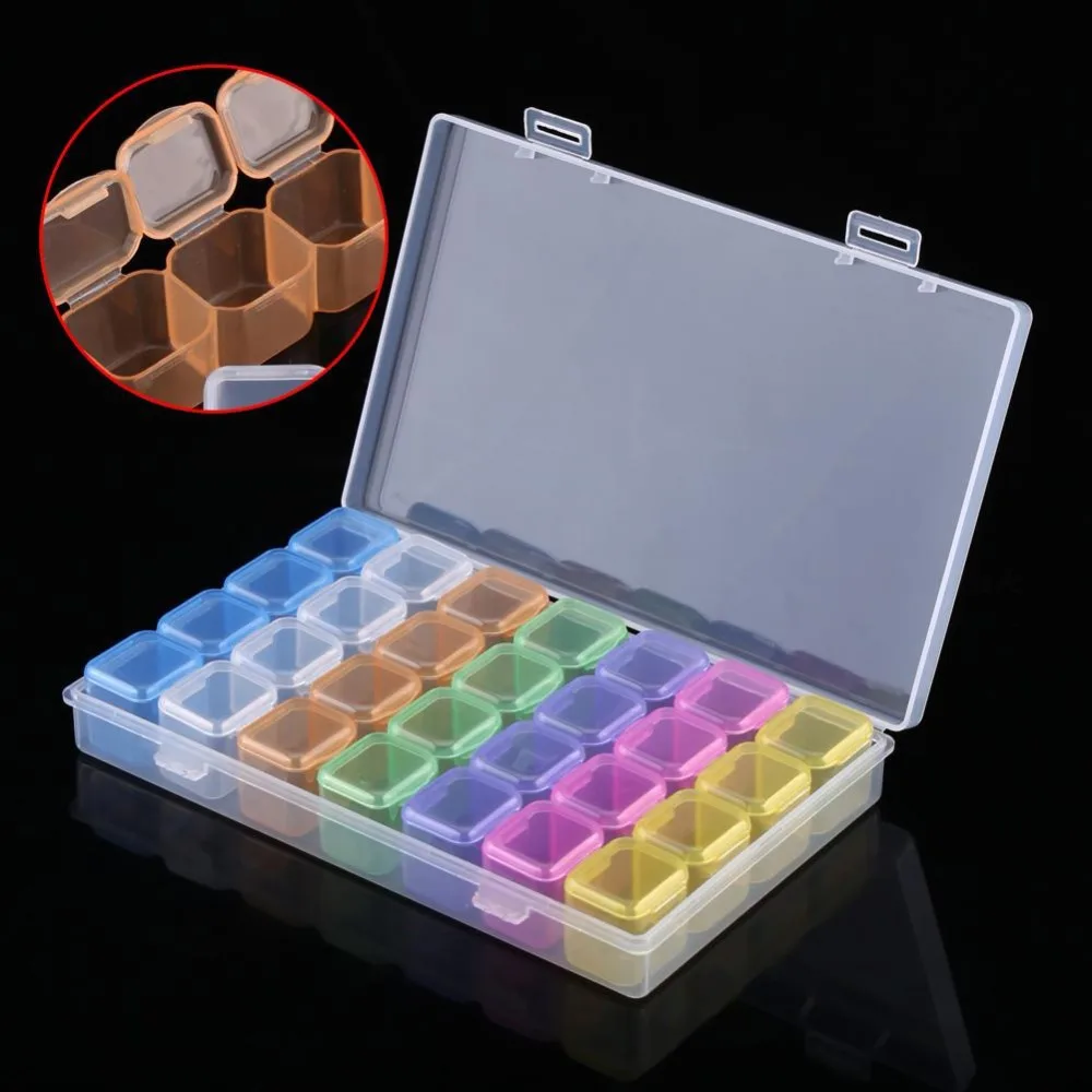 

1PC 28/56Girds Clear Plastic Storage Box Square Compartment Organizers Storage Beads Jewelry Case Home Goods Storage Container