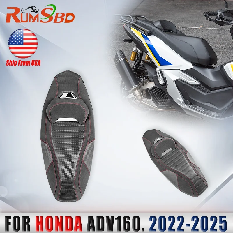 

Motorcycle One-Piece Driver Passenger Complete Seat Pad PU Covers Saddle Cushion For HONDA ADV160 2022 2023 2024 2025
