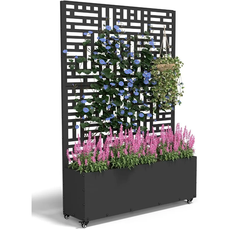 Metal Planter Box with Trellis, 70.9