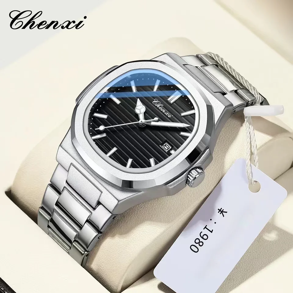 

CHENX Watches For Men 8222 Top Brand Business Luxury Calendar Luminous Waterproof Steel Band Quartz Mens Watch Reloj Hombre