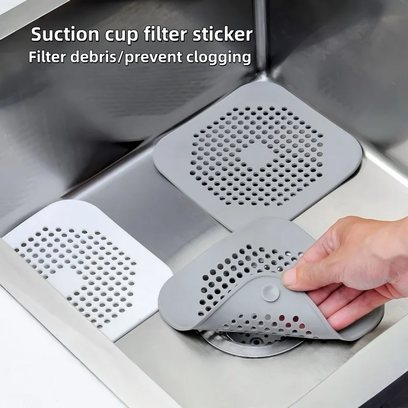 1/10PCS Bathroom Hair Catcher Kitchen Sink Drain Anti Clogging Filter Bathtub Shower Silicone Pad Floor Drain Square 14cm - view 4