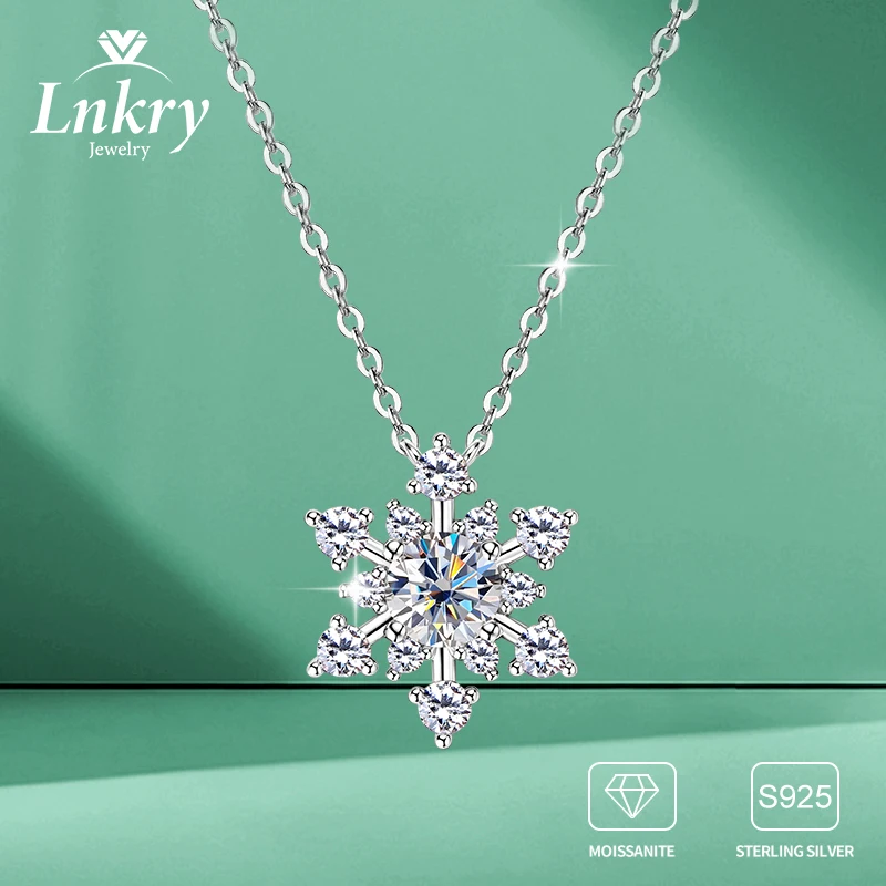 

Lnkry воротник Plata стерлингового серебра 925 пробы снежинка кулон ожерелье Bling 6,5 мм 3 мм и 2 мм муассанитовые ожерелья для рождественского подарка