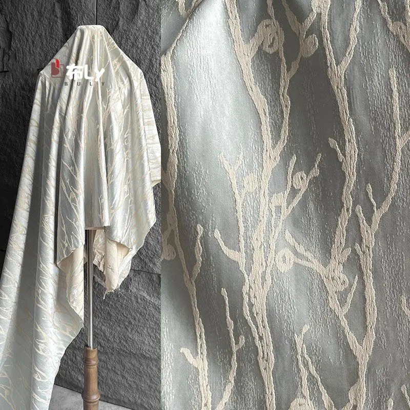 Style Branch Jacquard Wrinkle Fabric, Creative Cloth for Sofa Cover Curtain Bag Pants Designer DIY Clothing Refashion Material