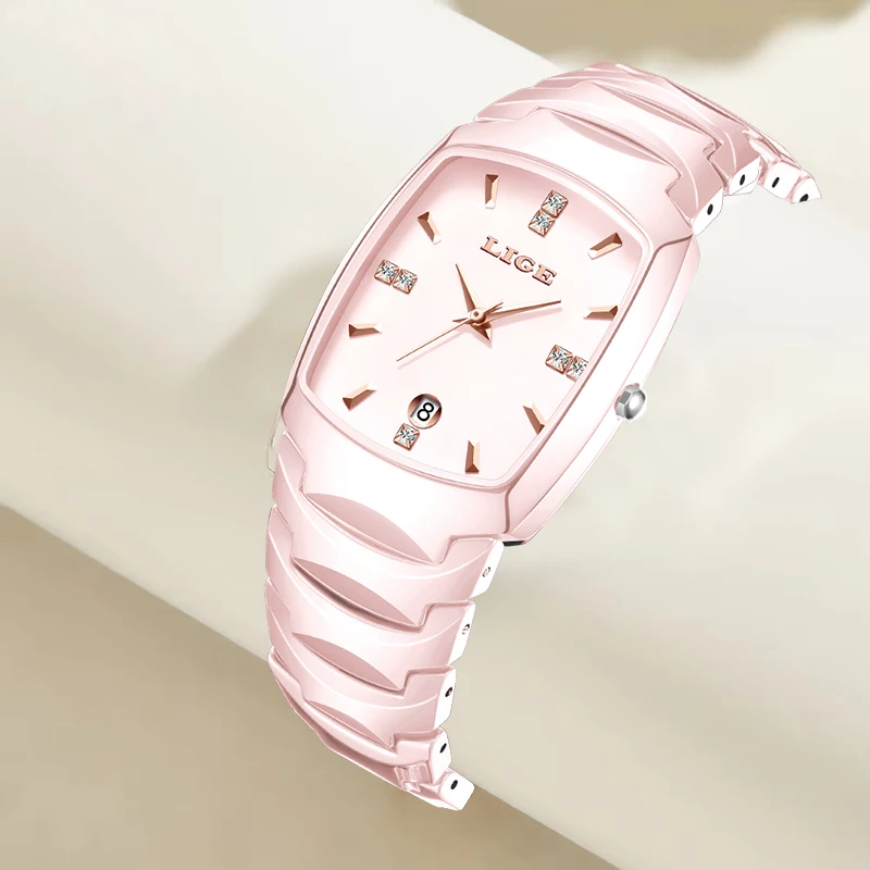 LIGE Simples Luxo Quartzo Mulher Relógio Top Marca Moda Elegante Casual Romântico Pulseira de Cerâmica Relógios para Mulheres Senhoras Presente Novo