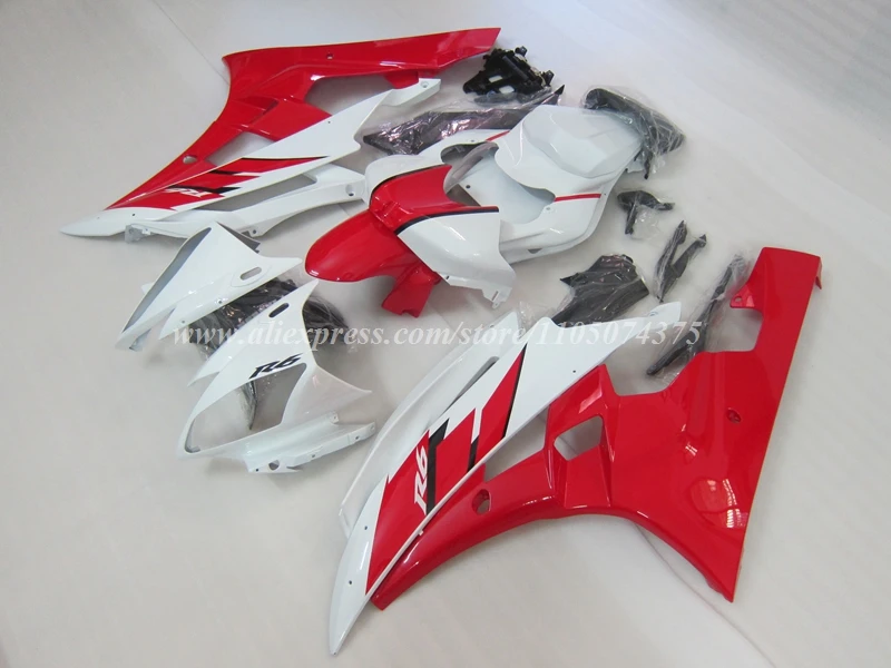 

4Gifts New ABS Motorcycle Whole Fairings Kit Fit For YAMAHA R6 2006 2007 06 07 Bodywork Set Custom Red White