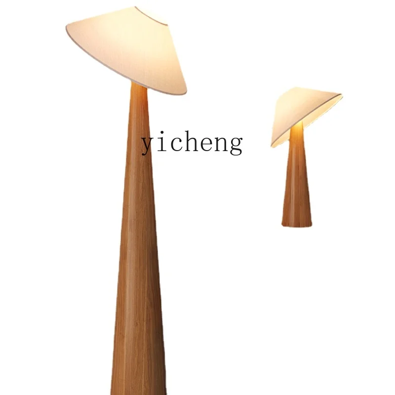 

ZC Floor Lamp Living Room Study Zen Tea Room Lamp Creative Retro Log Style Bedroom Bedside Lamp