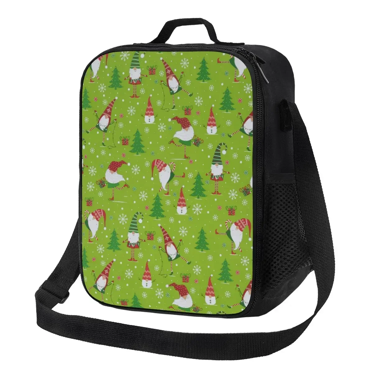 Lime Green Christmas Gnomes Thermal Insulated Lunch Bag Portable Tote for Outdoor Camping Travel Multifunction Bento Food Box