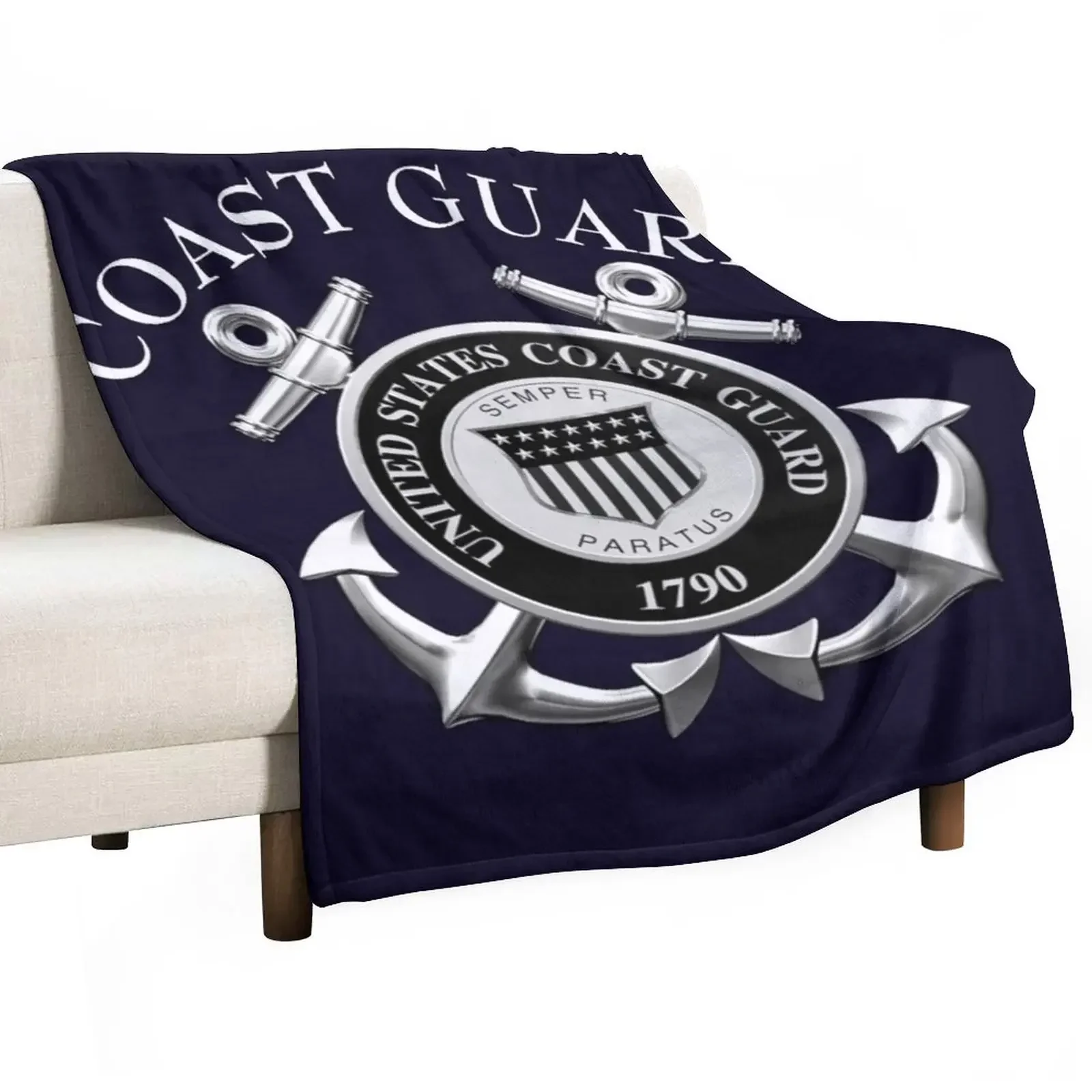 

US Coast Guard Throw Blanket Flannel Fabric Thermals For Travel Tourist Sofa Quilt Blankets