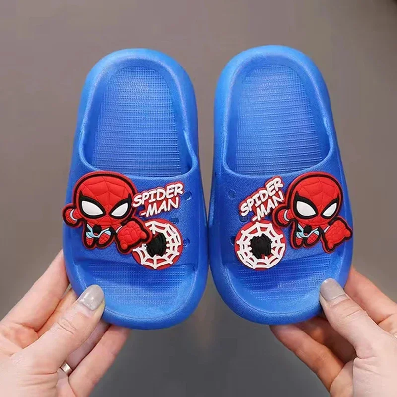 Summer Children Slippers Baby Boy Girl Cartoon Spierman Iron Man Captain America Kid Indoor Anti-slip Beach Flop Flip Soft Shoes