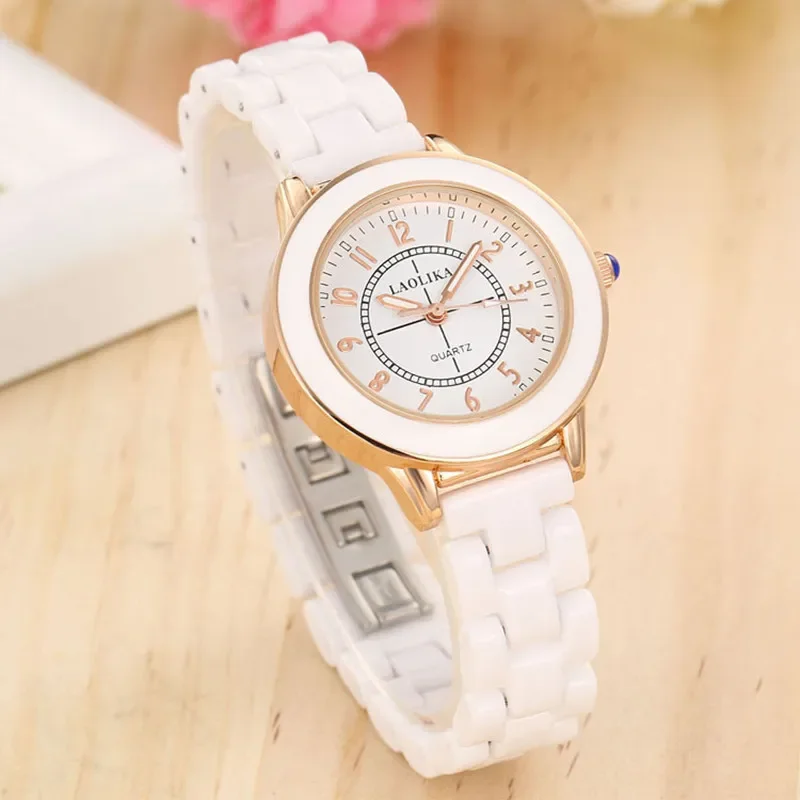 Ceramic watch women\'s brand quartz watch  wrist watches for women  Bracelet Clasp  Fashion & Casual  Chronograph