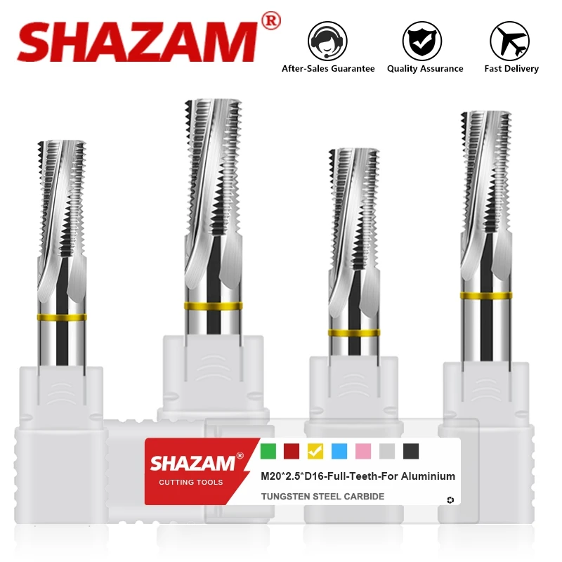 SHAZAM HRC55 Full-Teeth Thread Milling Cutter Tungsten Steel Carbide For Aluminium High Hardness Endmills CNC Machining Tools