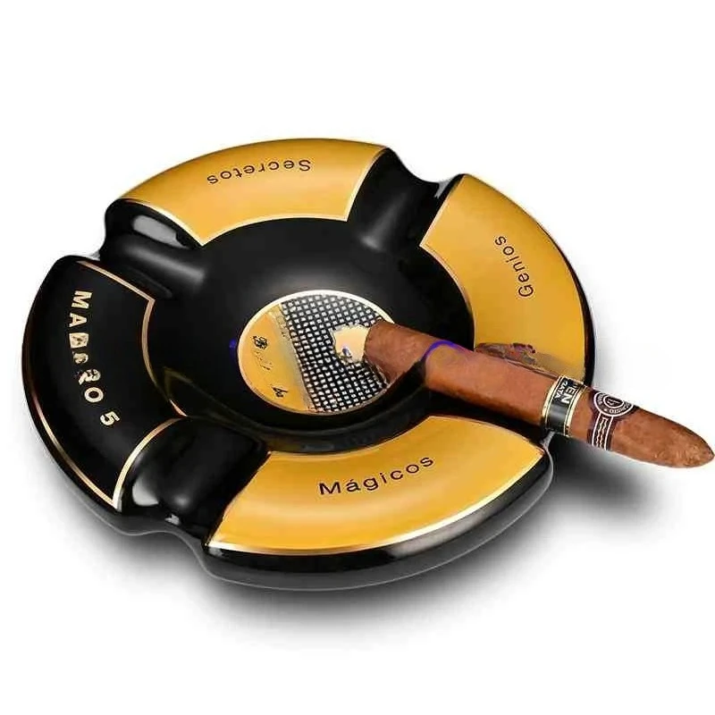 

Luxury Classic Round Cigar Ashtray Holder Cohiba High-End China Ceramic 4 Slots Ceramic Ashtray Cigar Smoking Sets Accessories!