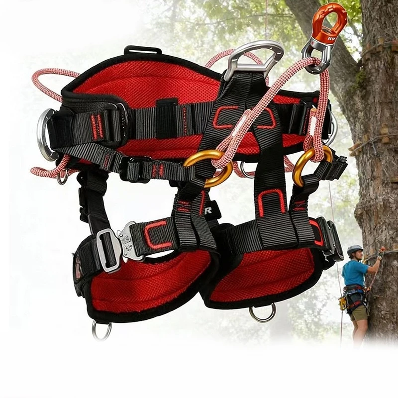 S/M Black Arborist Climbing Sit Harness, Tree Pruning Surgeon Care Saddle for Professional Mountaineering & Rescue