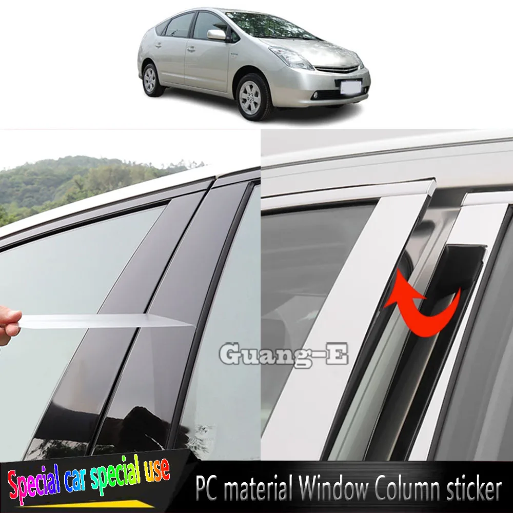 For Toyota Prius XW20 XW30 2005-2016 Car TPU/Glossy Mirror Pillar Post Cover Door Trim Window Molding Stickers Accessories 8pcs