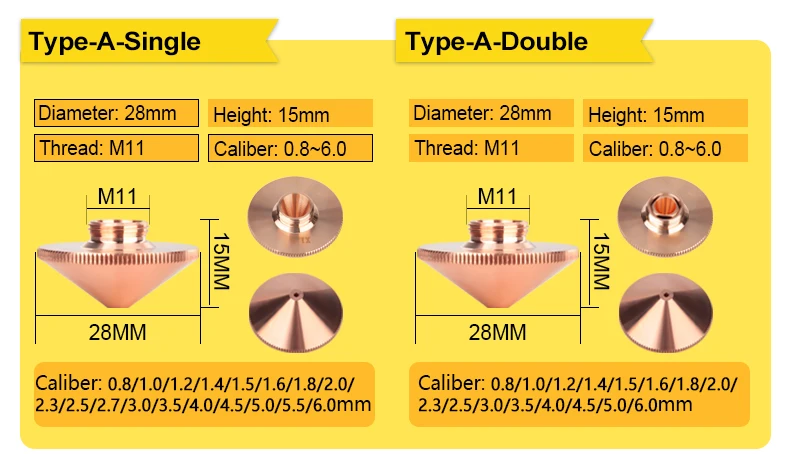 10 Stück Laserdüsen D28 M11 D32 M14 Ein- und Doppelschicht-Chrom-Schneiddüse für BOCHU Raytools Bodor Laserschneidmaschine – Detail 8