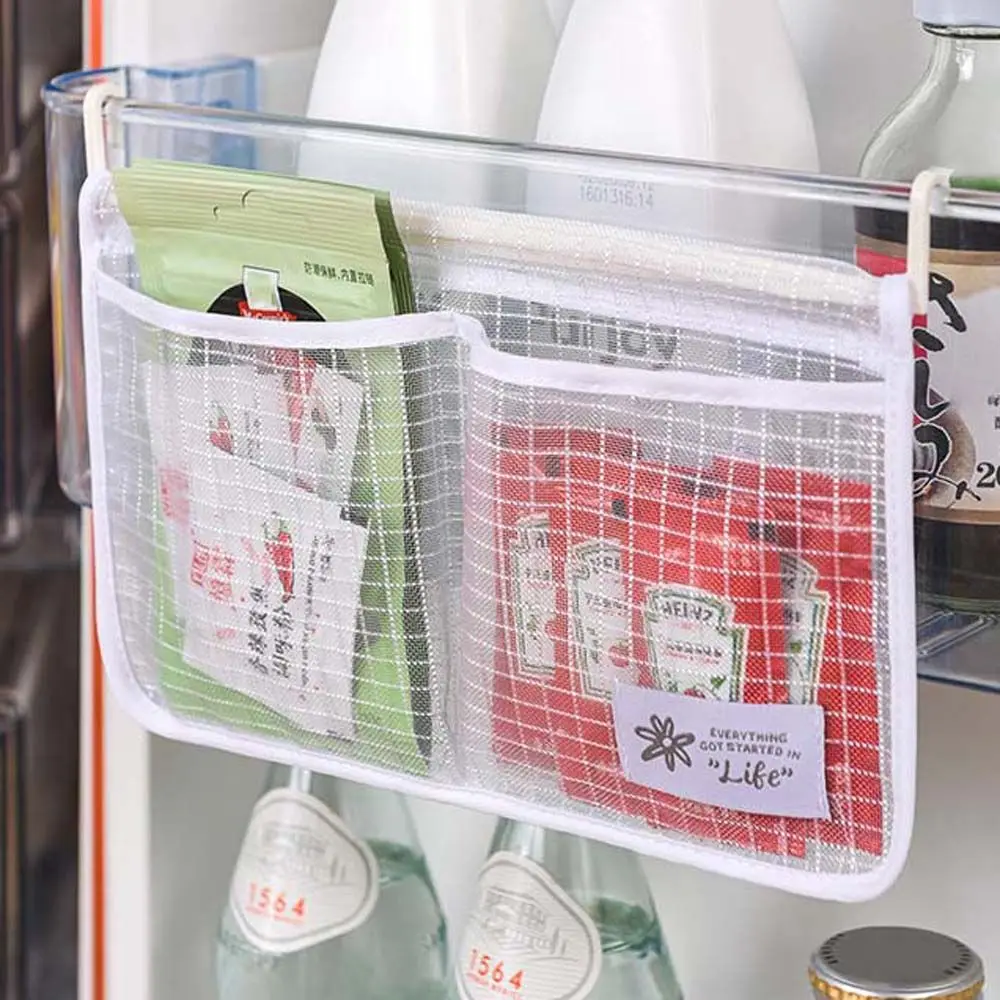 Double Hanging Classification Freezer Compartment Refrigerator Storage Bag Fridge Organizer Household Mesh Bag