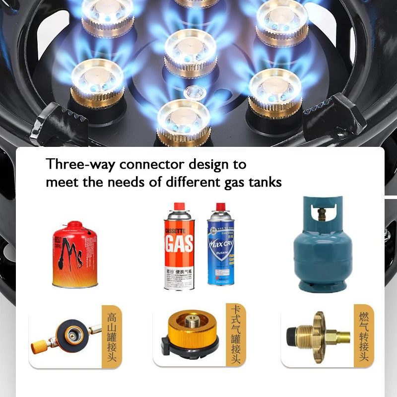 Portable Windproof Camping Stove for Outdoor Hiking Cooking Steel 7 Burner Camping Stove Portable Tourist Equipment