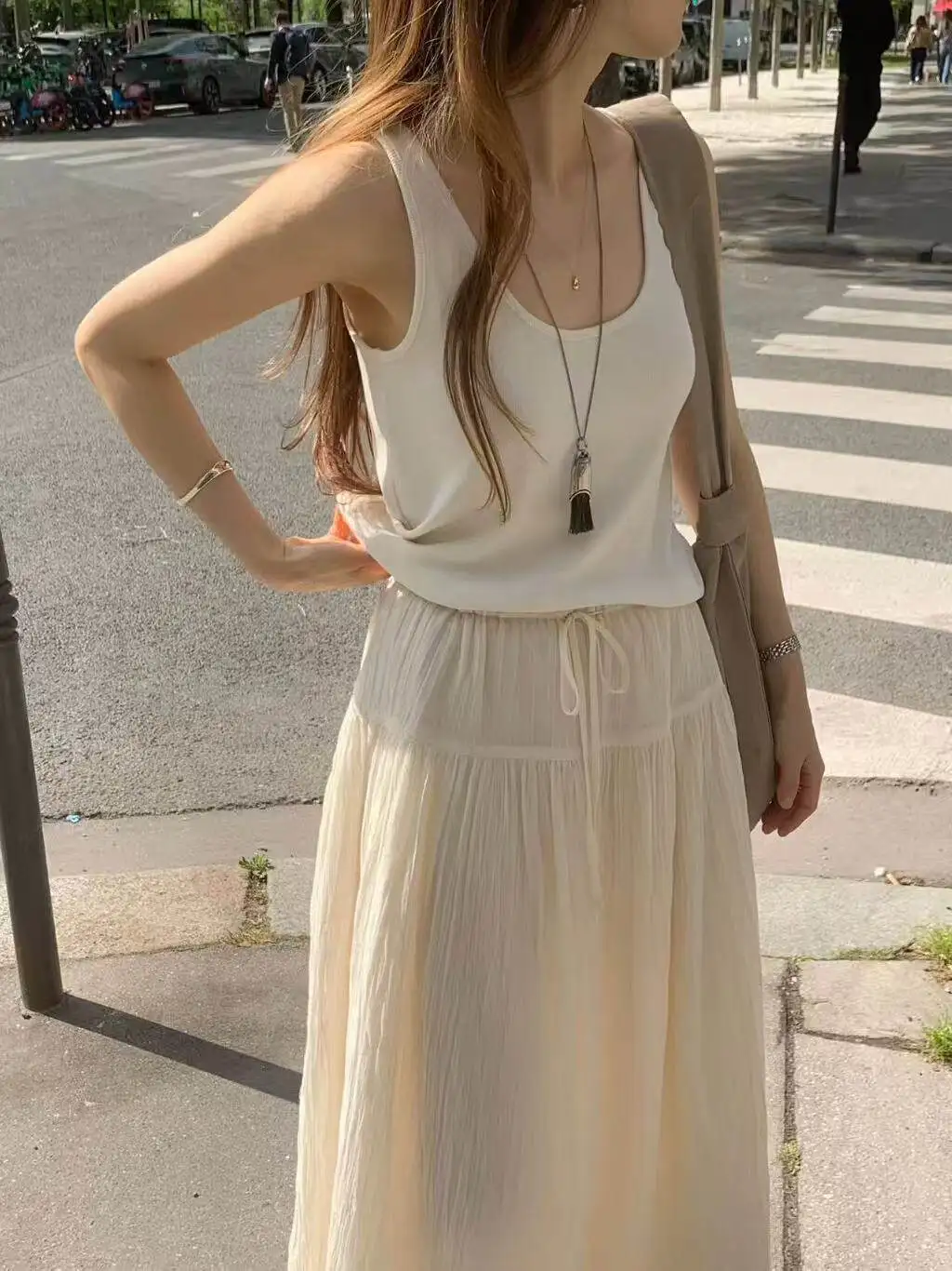 

Gentle Ceiling Dongdaemun Summer 2026 New Women's Long Skirt Drifting Half-length Skirt Cotton Elastic Waist Gored Skirt