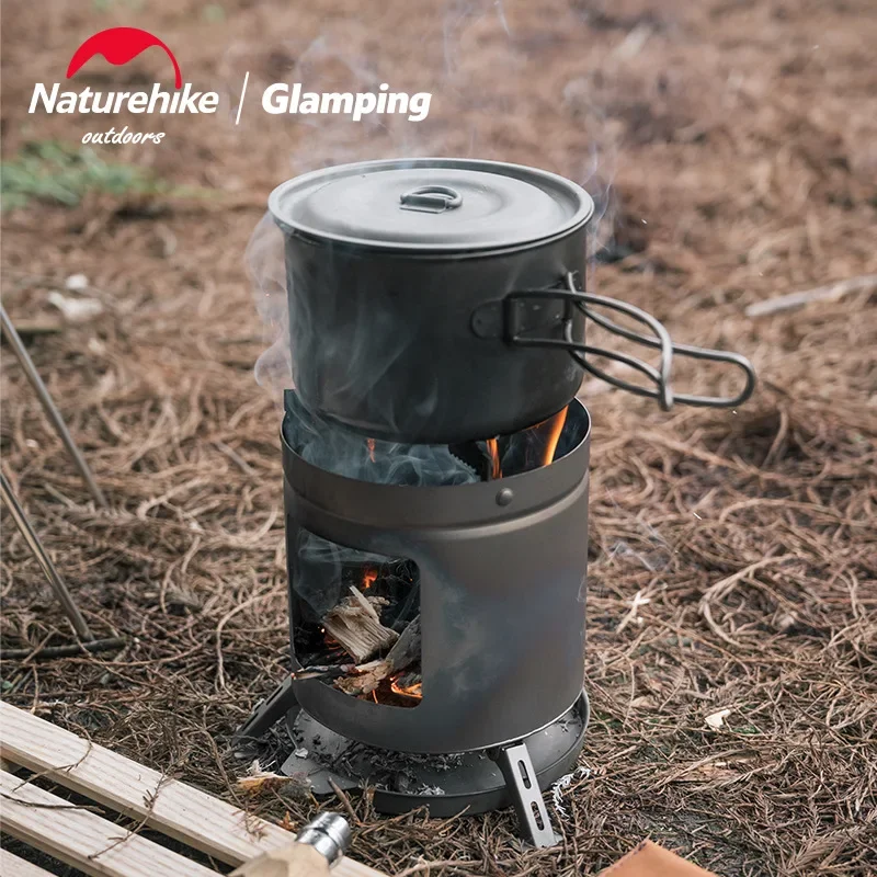 Naturehike-Mini Titanium Firewood Stove, Portable Camping Stove, Lightweight Burning Stove, Outdoor