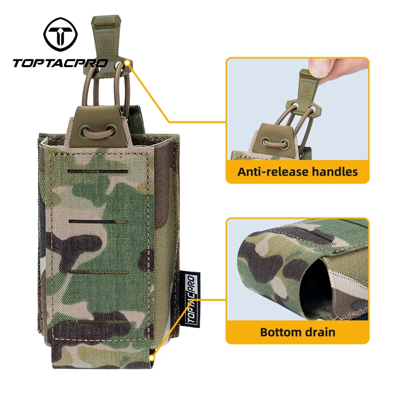 Pochette Porte-magasin Tactique TOPTACPRO - MOLLE, Découpe Laser, Pour 9mm - Camouflage