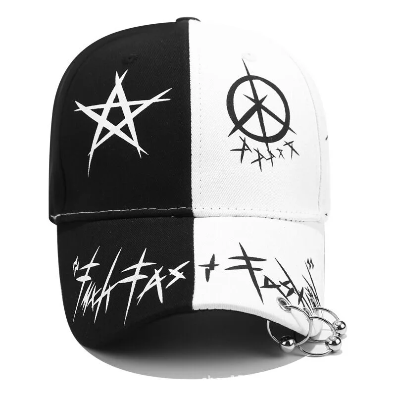 Gorra de béisbol con estampado de grafiti para hombre y mujer, sombrero de béisbol con anillo, círculo, Snapback, ajustable, estilo coreano, Unisex