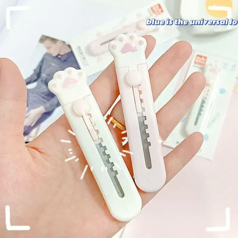 Kawaii Mini Tasche Katze Pfote Kunst Allzweckmesser Express Box Messer Papierschneider Handwerk Verpackung Nachfüllbare Klinge Briefpapier Großer Verkauf