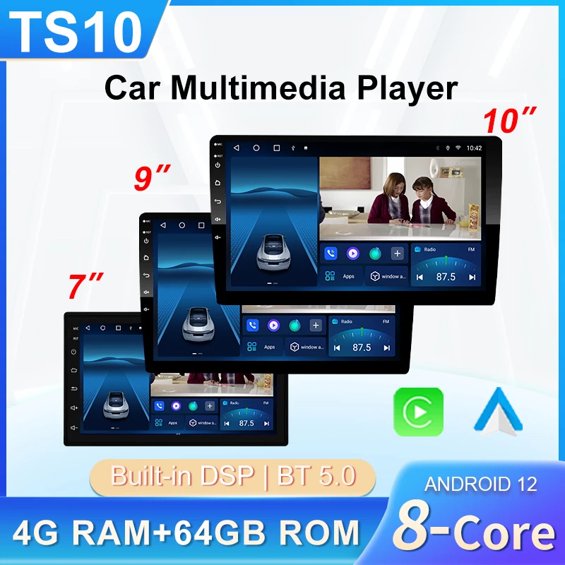 Factory Wholesales Universal Car Media Player TS10 9'' 10''  Android10 Auto Radio Stereo Carplay DSP 360 Lens Octa core