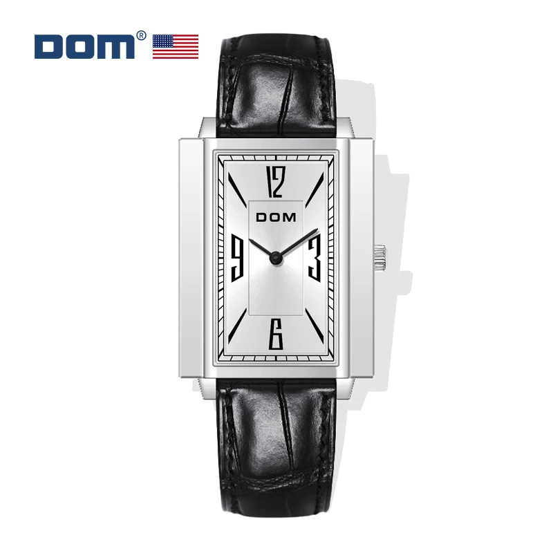 

DOM Fashion quartz watch women's leather rectangular women's bracelet watch simple casual Ladies Gift M-1396L-7M