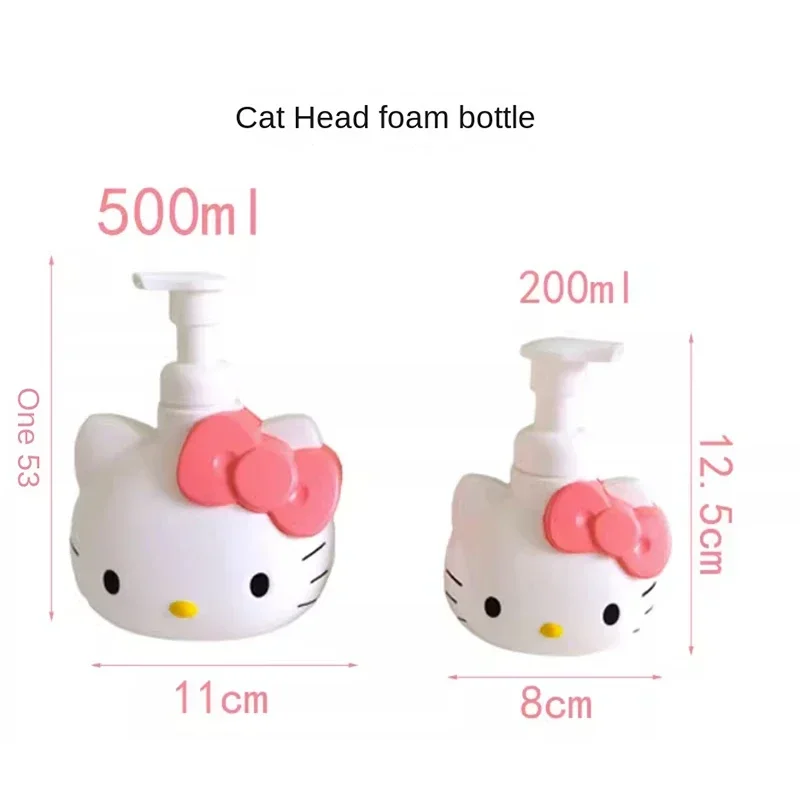 500/200ml Sanrio Hello Kitty Dispensing Bottles Woman Bathroom Shampoo Shower Gel Bottle Press Face Wash Type Refillable Empty