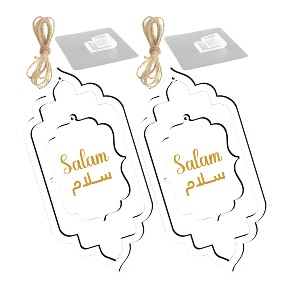 

2 Pcs Wood Door Sign Home Decor Signs Hanging Plaque Front Ornament Decorative Board