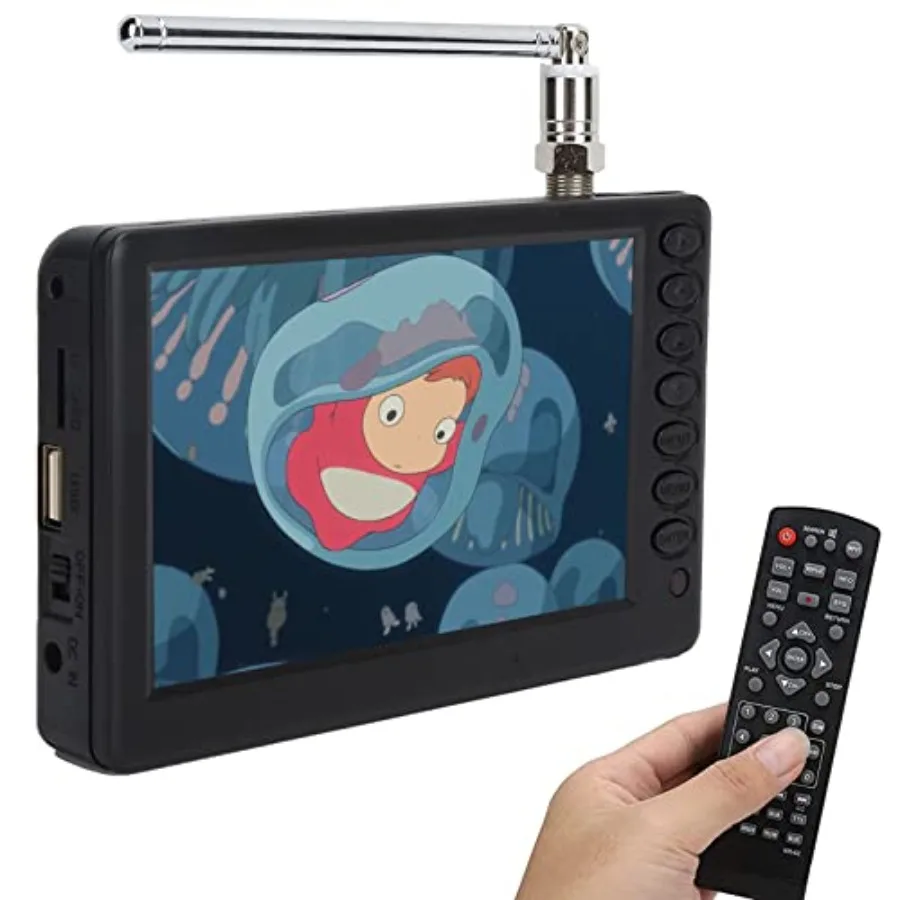 

Portable ATSC HD TFT LED Digital TV - 5" Mini TV with Remote Control 1080P Rechargeable Battery USB and TF Card Support for Car