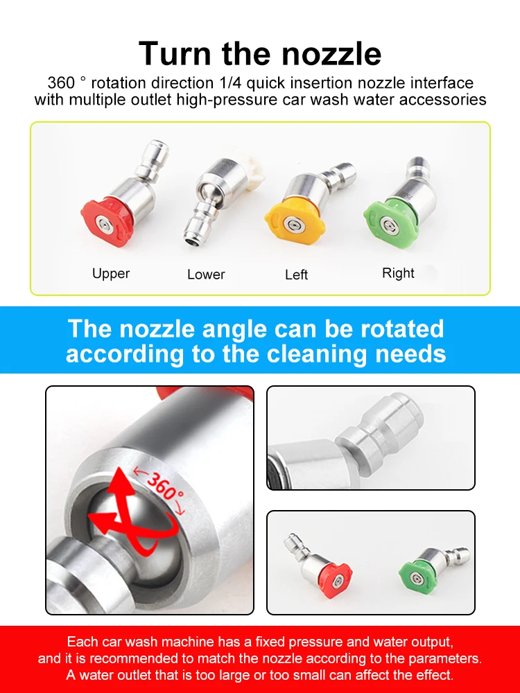 Rotativo pressão lavadora bocal dicas kit, 1/4 Quick Connect tipo, vários graus, 0,15,25,40, 4 bicos de pulverização