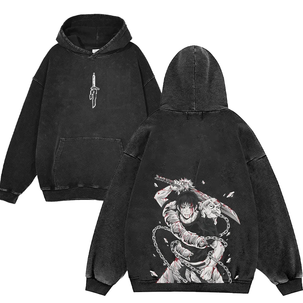 Jujutsu Kaisen Anime Zip Up Hoodies for Men Women 100%Cotton Toji Print Gothic Harajuku Zipper Sweatshirts Casual Manga Pullover