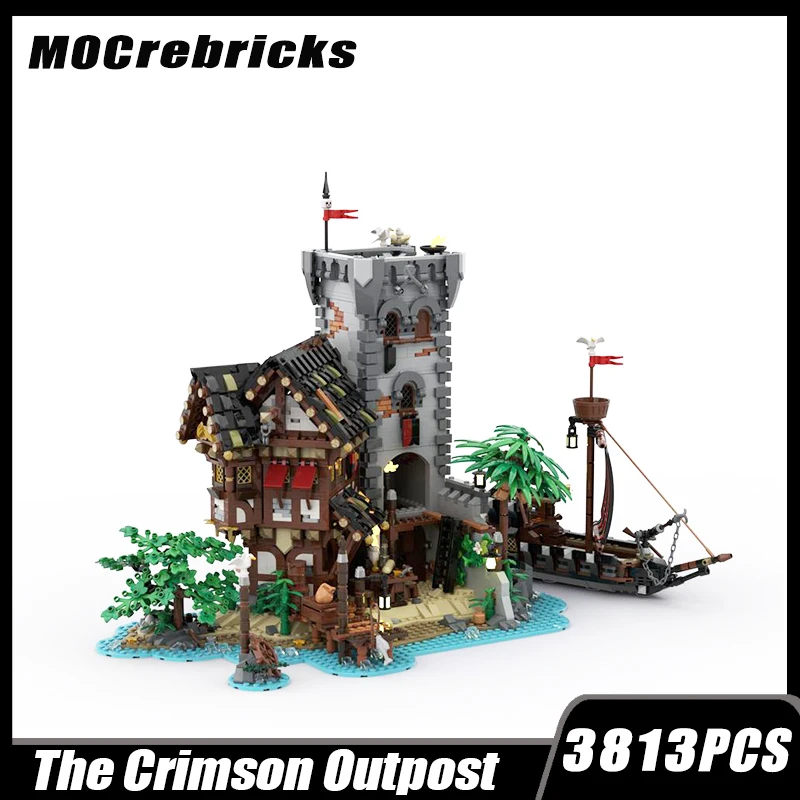 MOC-163589 Medieval Pirates Castle The Crimson Outpost Model Building Blocks Bricks Assembly Toys Kids Gifts