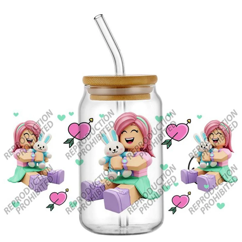 Hotsale Popular Game Style Pretty Girl 16oz UV DTF 3D Transfer Sticker Decals For Glass Can Cup Craft DIY Creative
