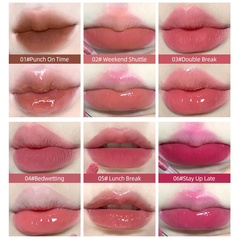 1pcs Double Head Lip Gloss Sexy Red Lip Makeup Lip Mud Mirror Water Gloss Lip Glaze Matte Lipstick Waterproof Korean Cosmetic