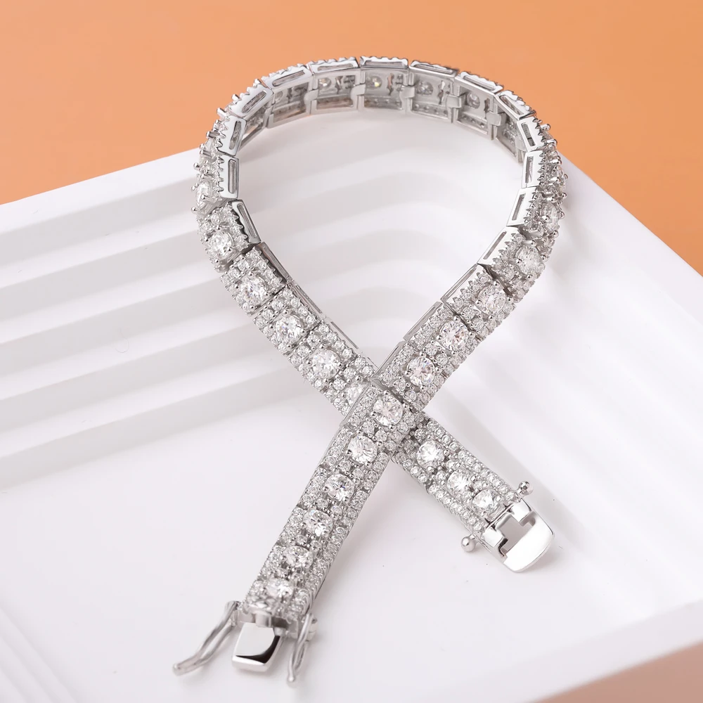 NKHOG フルモアッサナイト女性ブレスレット 925 スターリングシルバーテニスブレスレットウェディングパーティー D VVS ダイヤモンドジュエリー高級ギフト GRA