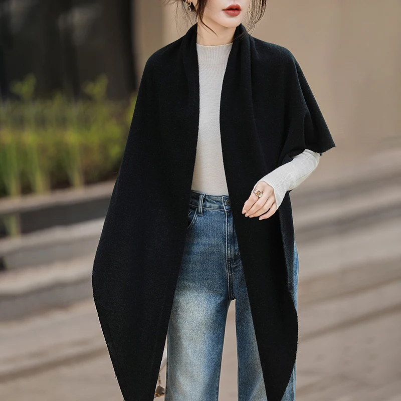 2025 موضة 100% وشاح شال من الصوف تنوعا التنقل بسيط الترفيه الصوف الخالص مثلث تنوعا كبير الباشمينا