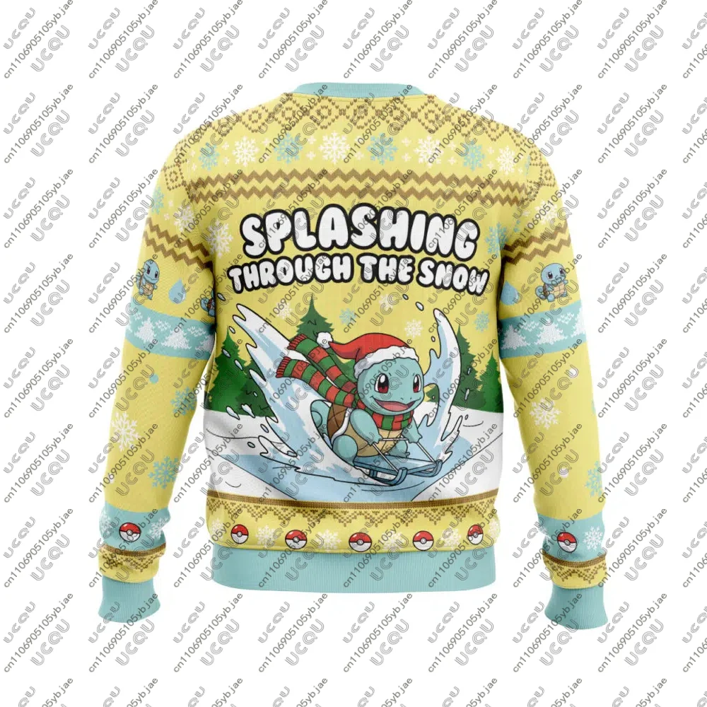 Prezent Jesień Zima 2026 Męski Dziecięcy Luźny T-shirt Koszulka Bluza Chłopięca Top Świąteczny Świąteczny Hoodie S-Squirtle S-Splashing