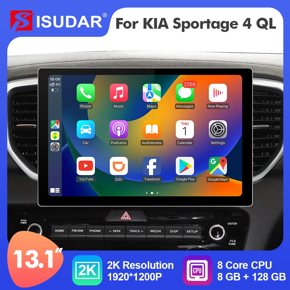 

ISUDAR 13.1 Inch Android 12 Car Radio For KIA Sportage 4 QL 2018 2019 GPS Autoradio Multimedia Player Stereo 4G Carplay auto